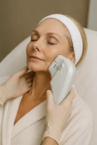 Woman receiving HIFU non surgical facelift treatment Lancaster
